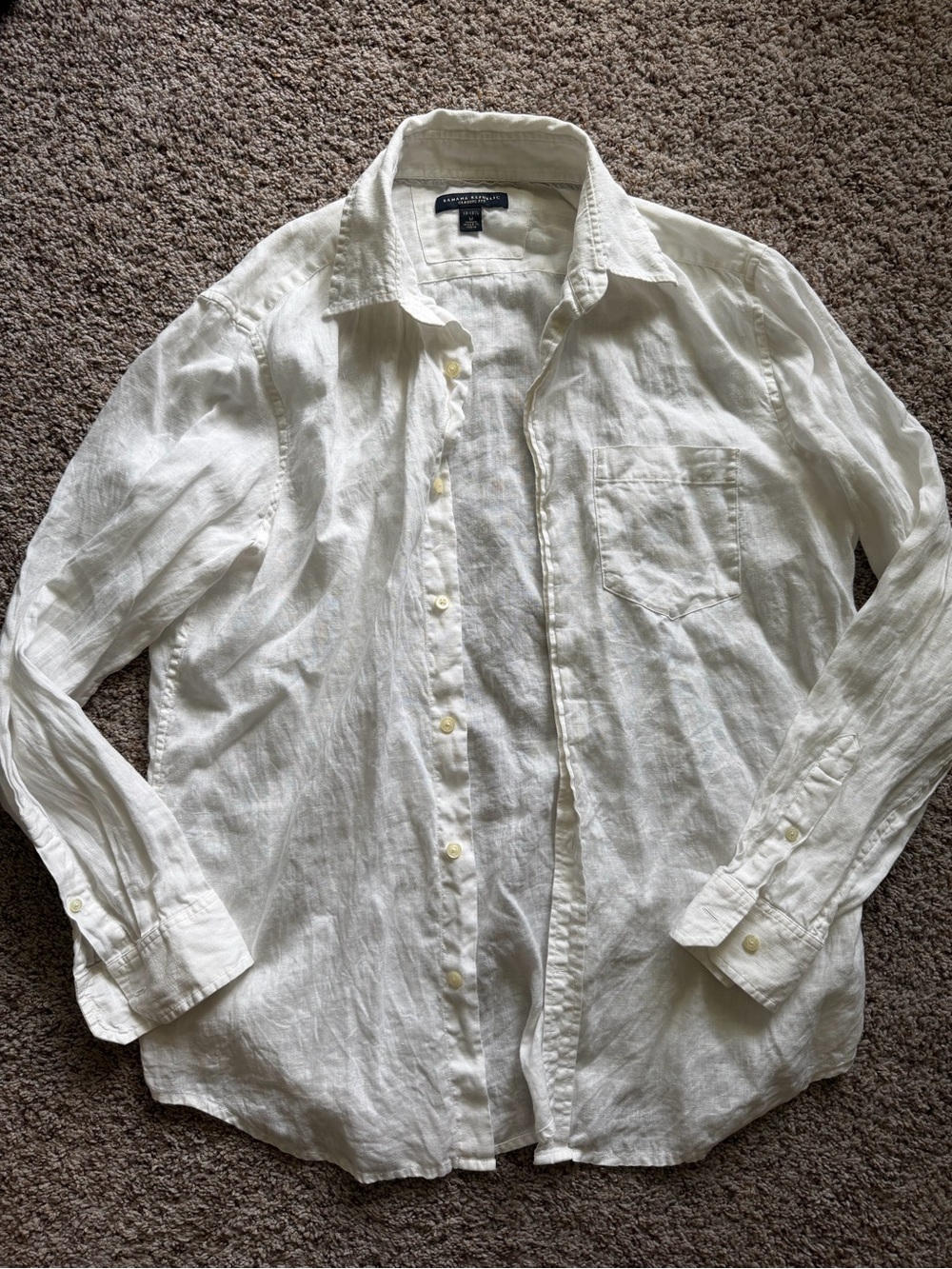 Banana Republic White Linen Button-Down Shirt